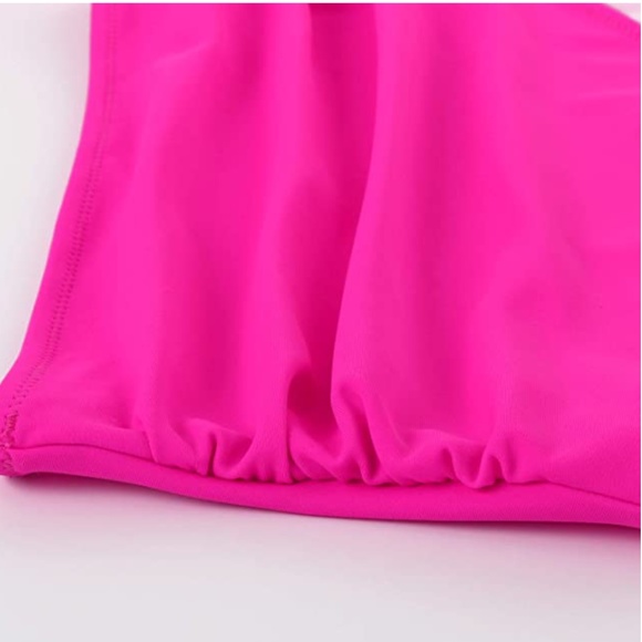 Barbie pink Women’s Criss cross  High Waisted 2 piece bathing suit - Picture 7 of 7